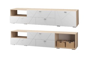 СКАЙЛАЙН Тумба под ТВ (3ящ. 1дв.) Дуб сонома/белый в Кунгуре - kungur.ok-mebel.com | фото