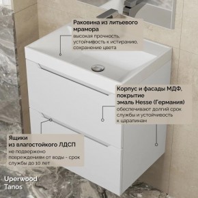 Тумба с раковиной Uperwood Tanos 50 см, подвесная, белая матовая в Кунгуре - kungur.ok-mebel.com | фото 6