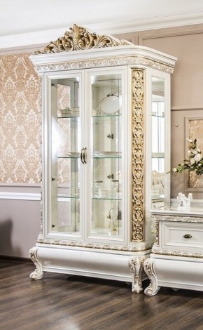 Витрина двухстворчатая Алсу (белый глянец) в Кунгуре - kungur.ok-mebel.com | фото 2