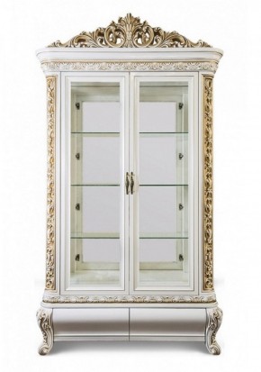Витрина двухстворчатая Алсу (белый глянец) в Кунгуре - kungur.ok-mebel.com | фото 3